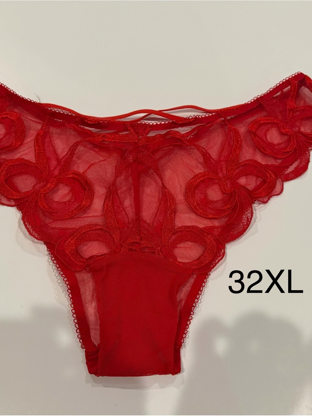 Victoria's Secret Red Sheer Lace Bikini Panty